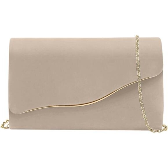 Women Bag Faux Suede Formal Nude - Picture 1 of 7